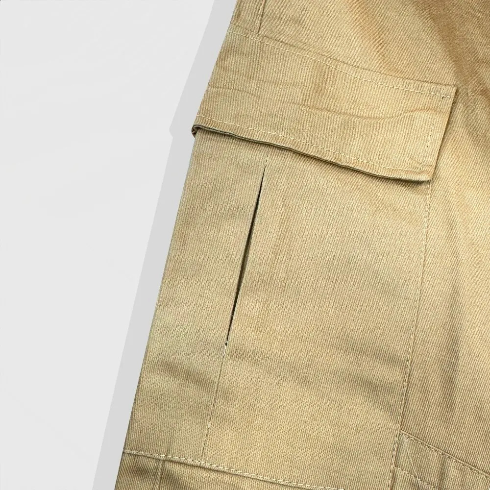 Mens Spring And Fall Loose Multi-Pocket Drawstring Work Pants Outdoor Washed Vintage High Street Hip-Hop Casual Pants 240812