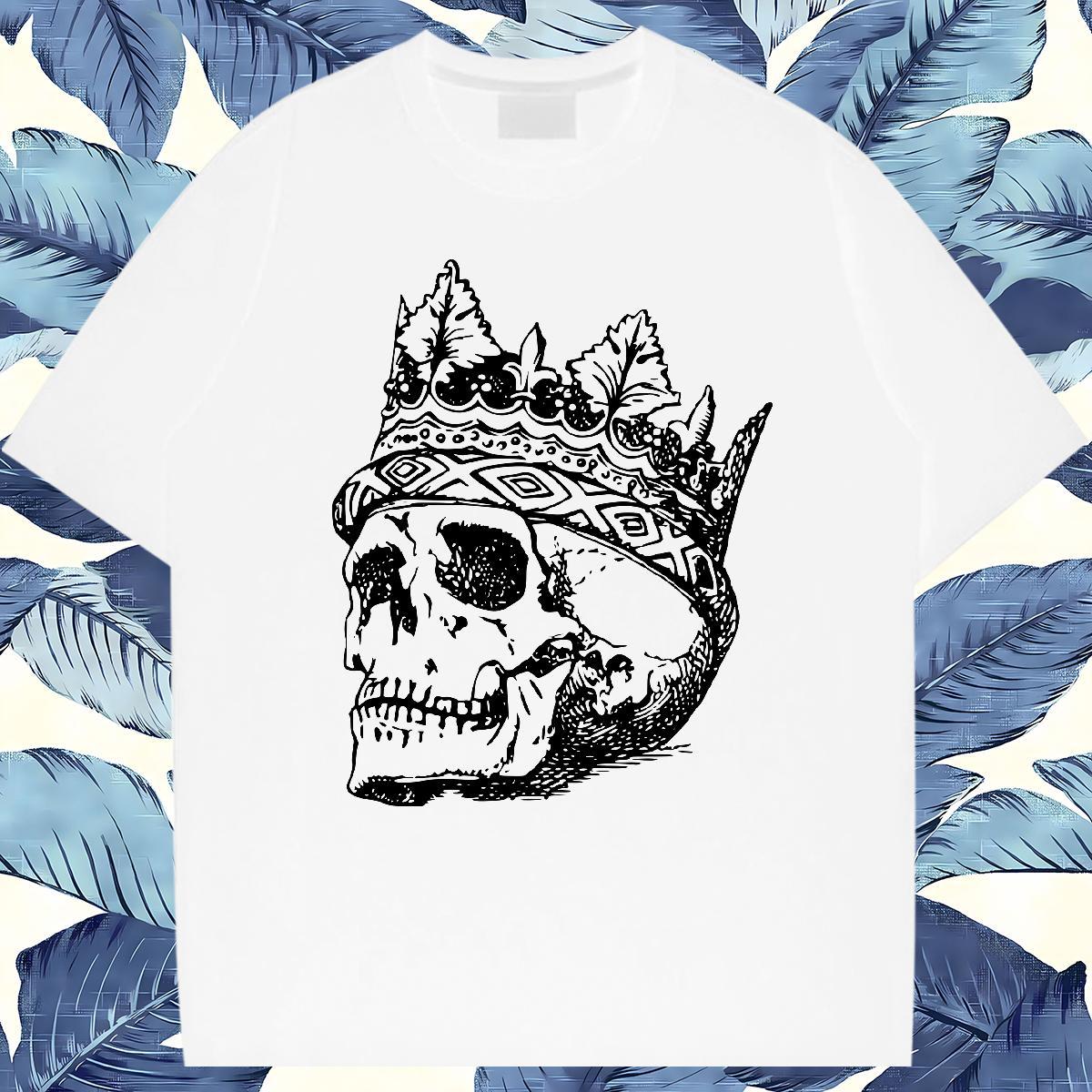 New T Shirt For Man skull Top Tees 230g Pure Cotton Casual Daily Wear Unisex Skull Breathable Short Sleeve Men Tees