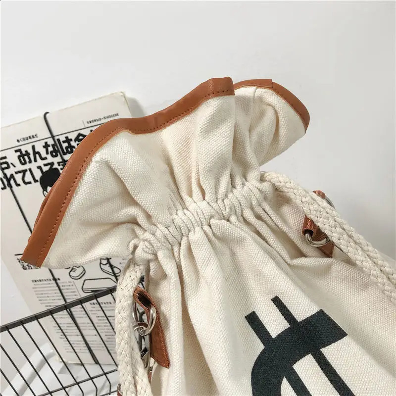 Mens womens Canvas tote bag Causual Crossbody Money Symbol High-capacity Whte Bucket Bags For Traveling Gym Commute Backpack 240812