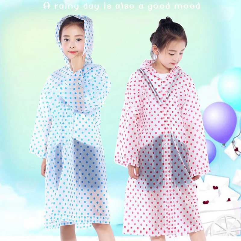 Portable Reusable Rain Coat For Children Kids Colorful Dots Rain Poncho Waterproof Poncho Rainwear For Outdoor Travel Y240810