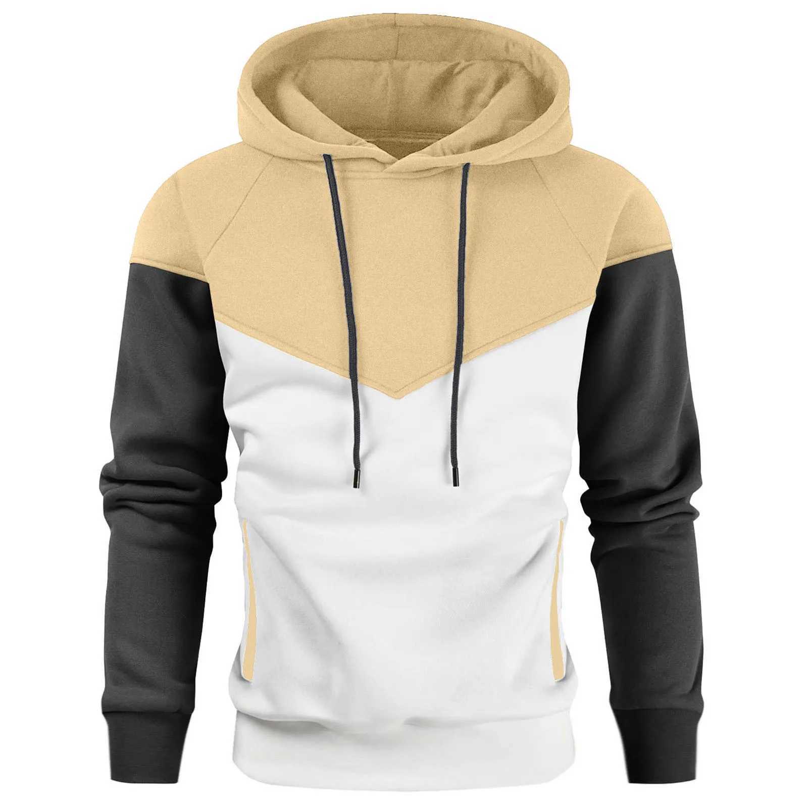 Popular autumn and winter contrasting color down jacket suitable for mens warmth. 2024 autumn and winter pull-out hoodieW240724