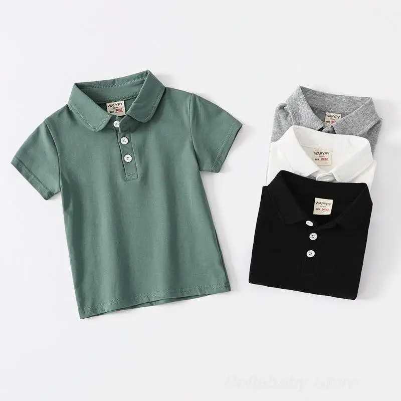 100% Cotton Solid Color Polo T Shirt for Toddler Boys Summer Clothes Children Polo Shirts Girls Green Black White Kids Tee ShirtXJ241225