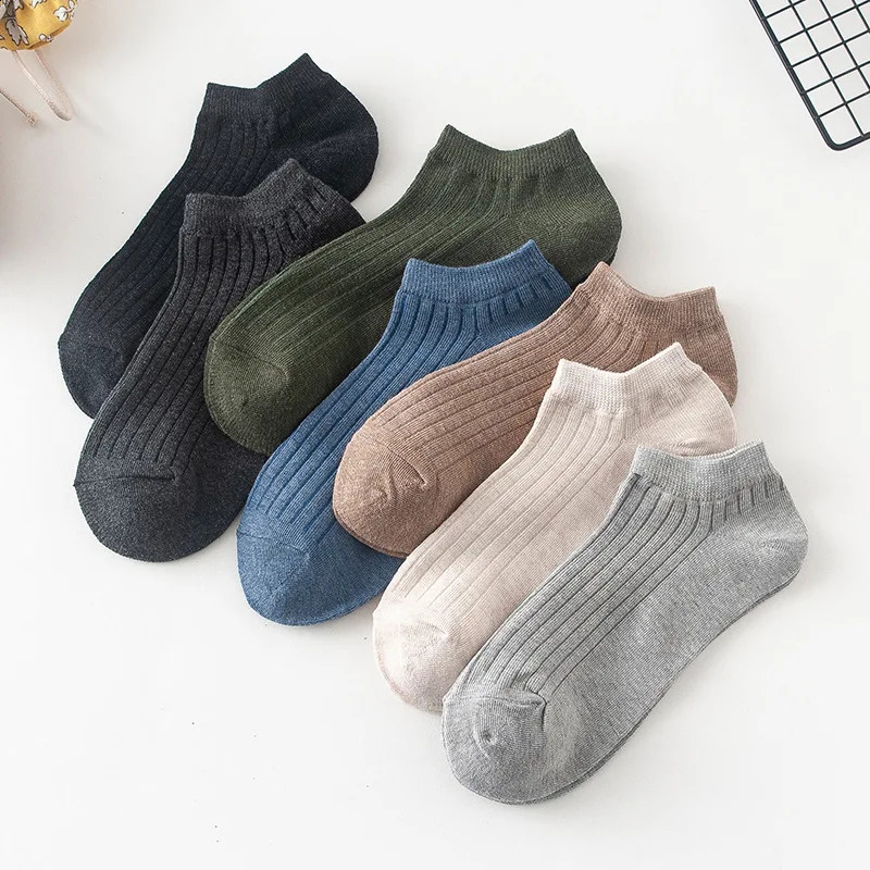2024 Solid Color Mens SpringSummer Thin Low cut Boat Socks Breathable Short Tube Cotton Socks Invisible Socks 240812