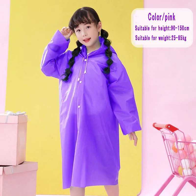 Fashion EVA Children Raincoat Hooded Rainwear Kids Raincoat Waterproof Poncho for Girl Boy Outdoor Hiking Travel Reusable Coat Y240810