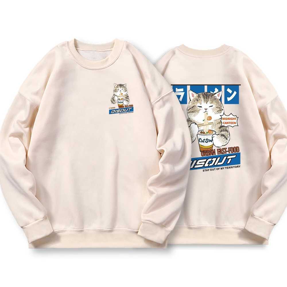 Japanese Harajuku Noodles and Sushi Cat Mens Hoodie Harajuku S-Xxl Sportswear Fashion High Quality Hoodie Autumn Casual Street ClothingW240724