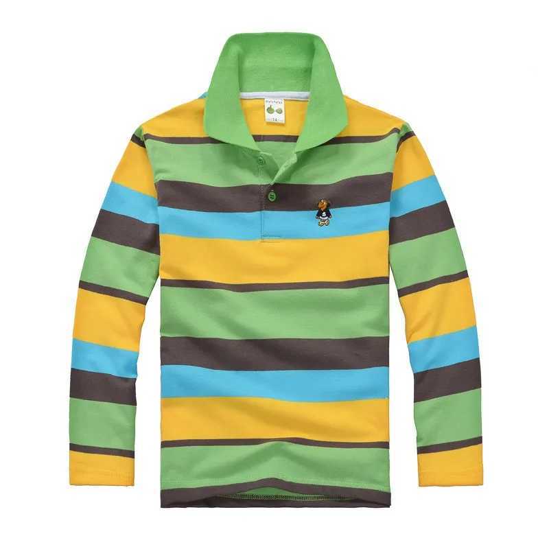 High quali Boy Polo Shirt Brand Childrens Warm Cotton Solid Color lapel long Sleeve short-sleeved Stripe T-shirt 3-14 years oldXJ241225