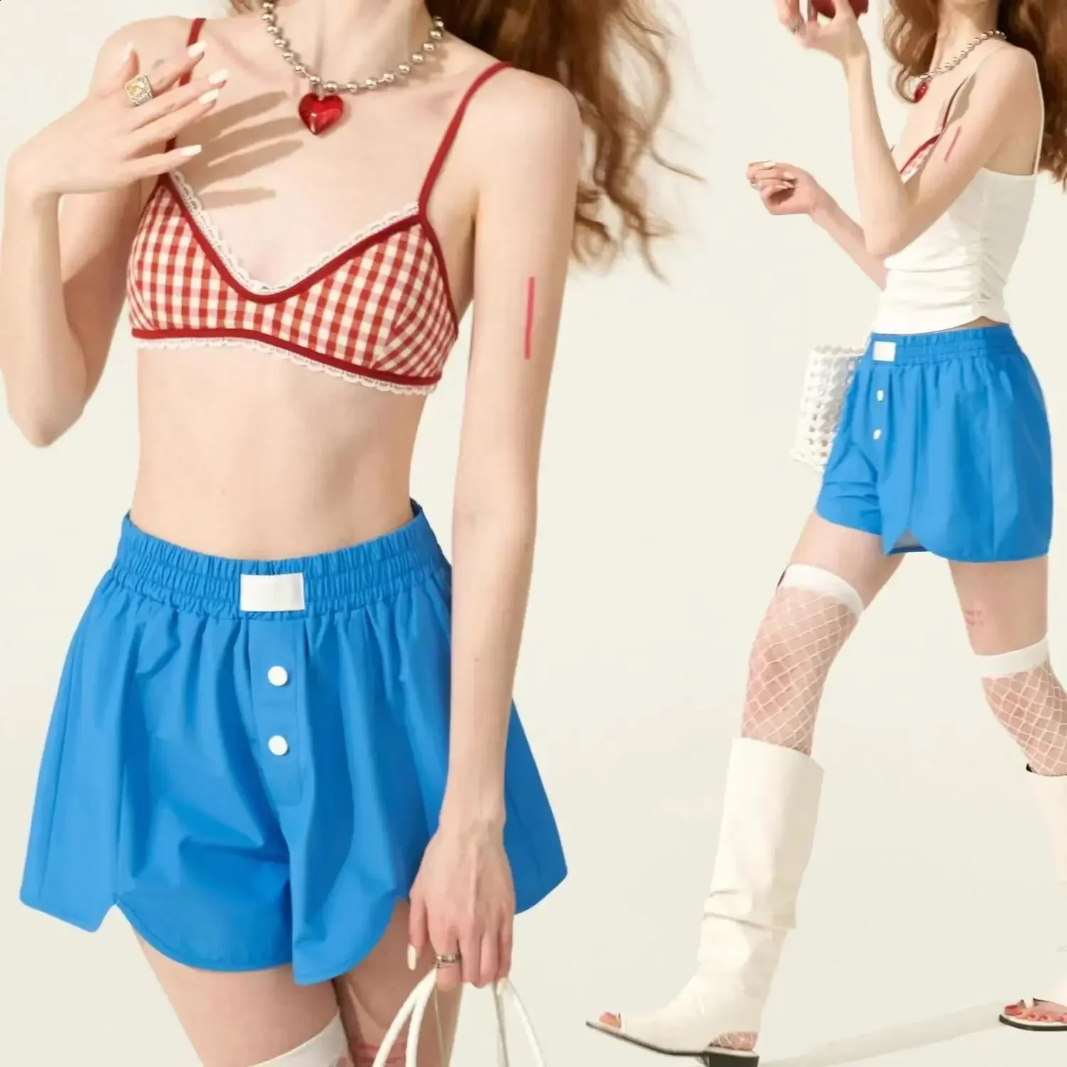 Summer Y2k Top Women Sexys Camis Crop Top with Cups Womens Sleeveless Bra Tank Tops 2000s Female Lace Plaid Corset Korean Style 240812