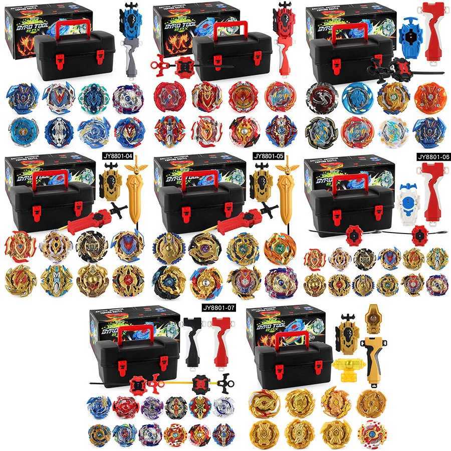 Beyblades Metal Fusion Golden burst set with handle launcher+portable box toy for children H240812 H240812