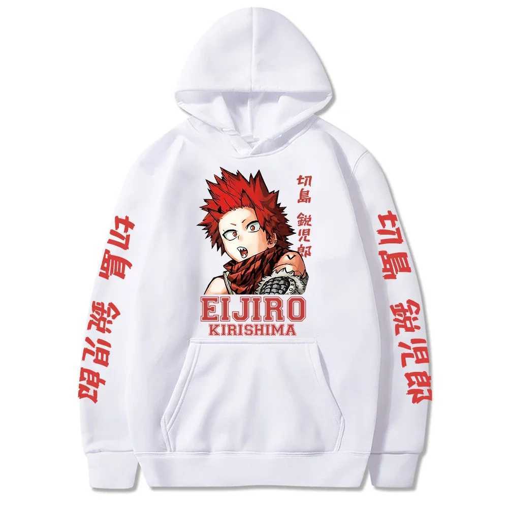 My Hero Academy Hoodie Mens Harajuku Eijiro Kirishima Hoodie Sportswear Y2K Casual Hip Hop Street Clothing Zipper Shirt TopW240724