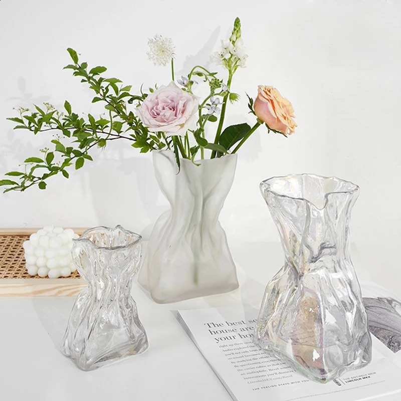 Modern glass flower vase painted hydroponic plant pot table decoration home office desktop 240810
