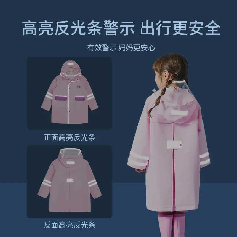 Solid Color Childrens Raincoat New Full-body Suit Can Be Folded Elementary School Students Raincoat Rain Boots Set Y240810