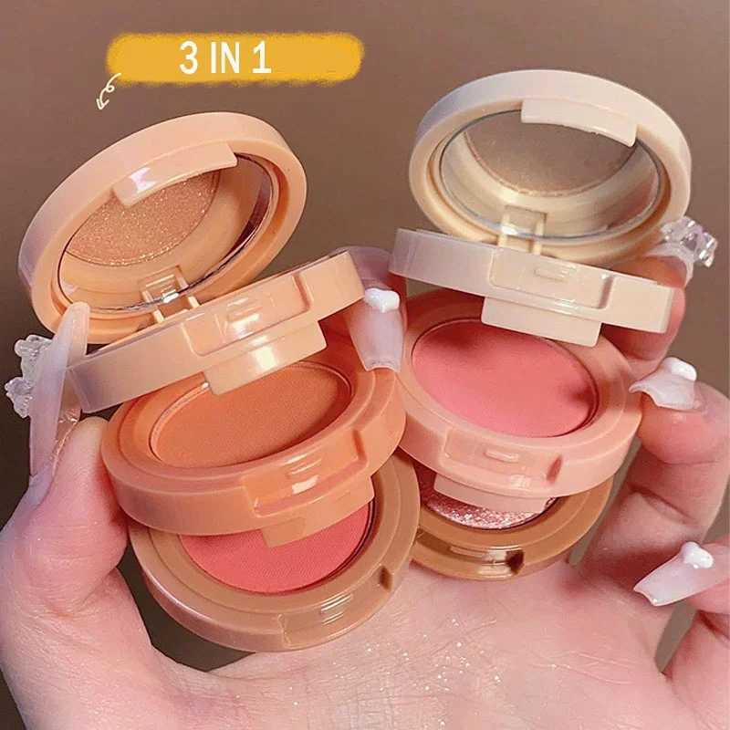 3 In 1 Matte Highlighter Blush Palette Pearly Shiny Eyeshadow Shiny Multifunctional Face Makeup Palette Female CosmeticsCL240812
