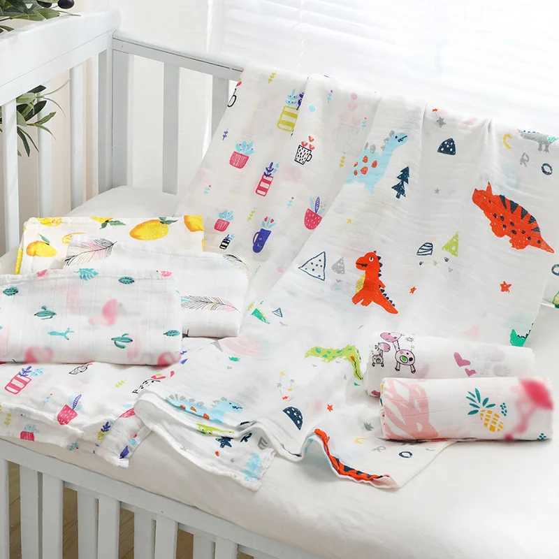 Newborn baby blanket double-layer plain cotton 110 * 120cm soft newborn bath Gaozi baby packaging sleeping bag baby stroller coverW240810