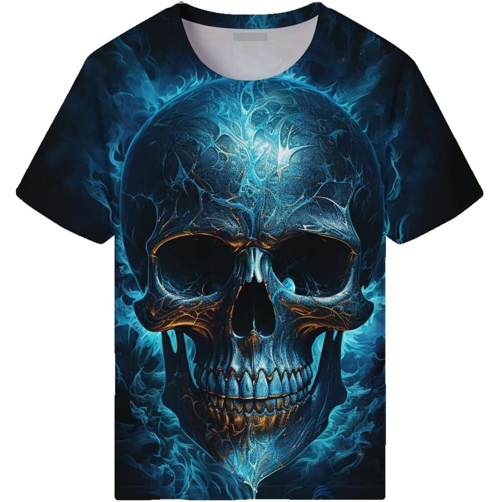 Halloween Mens T shirt Skull T-Shirts for Men Novelty 3D Printed Shirts Summer Graphic Top shirts tshirt graphic tee Casual tops summer clothes Short 