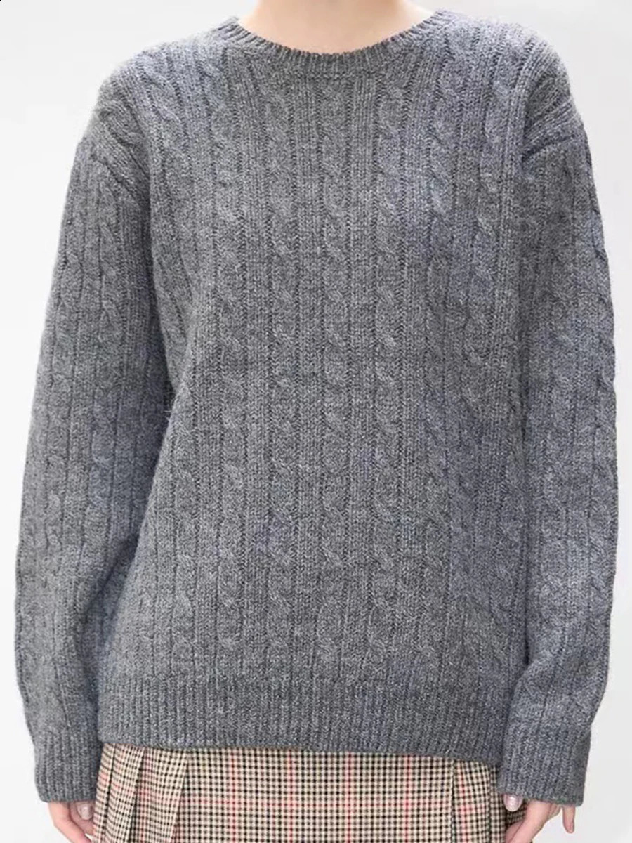 Vintage Loose Solid Sweater Women Autumn Thick Warm Cotton Preppy Style Streetwear Long Sleeve Pullover Top Harajuku Y2K Jumpers 240812