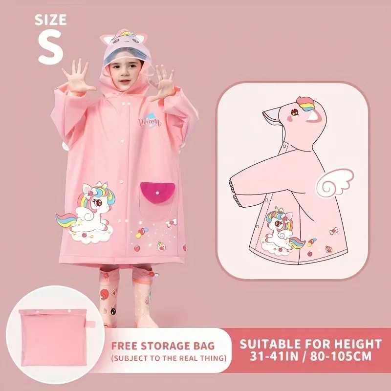 Stay Dry Comfy in the Rain Outdoor Cycling Kids Rain Poncho Hooded Jacket for Girls Boys! Y240810
