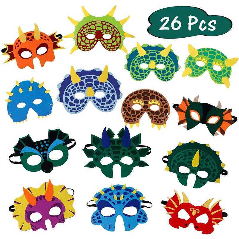 26 bags of dinosaur party mask makeup and Halloween felt foam EVA dinosaur face mask childrens Christmas gift W240809