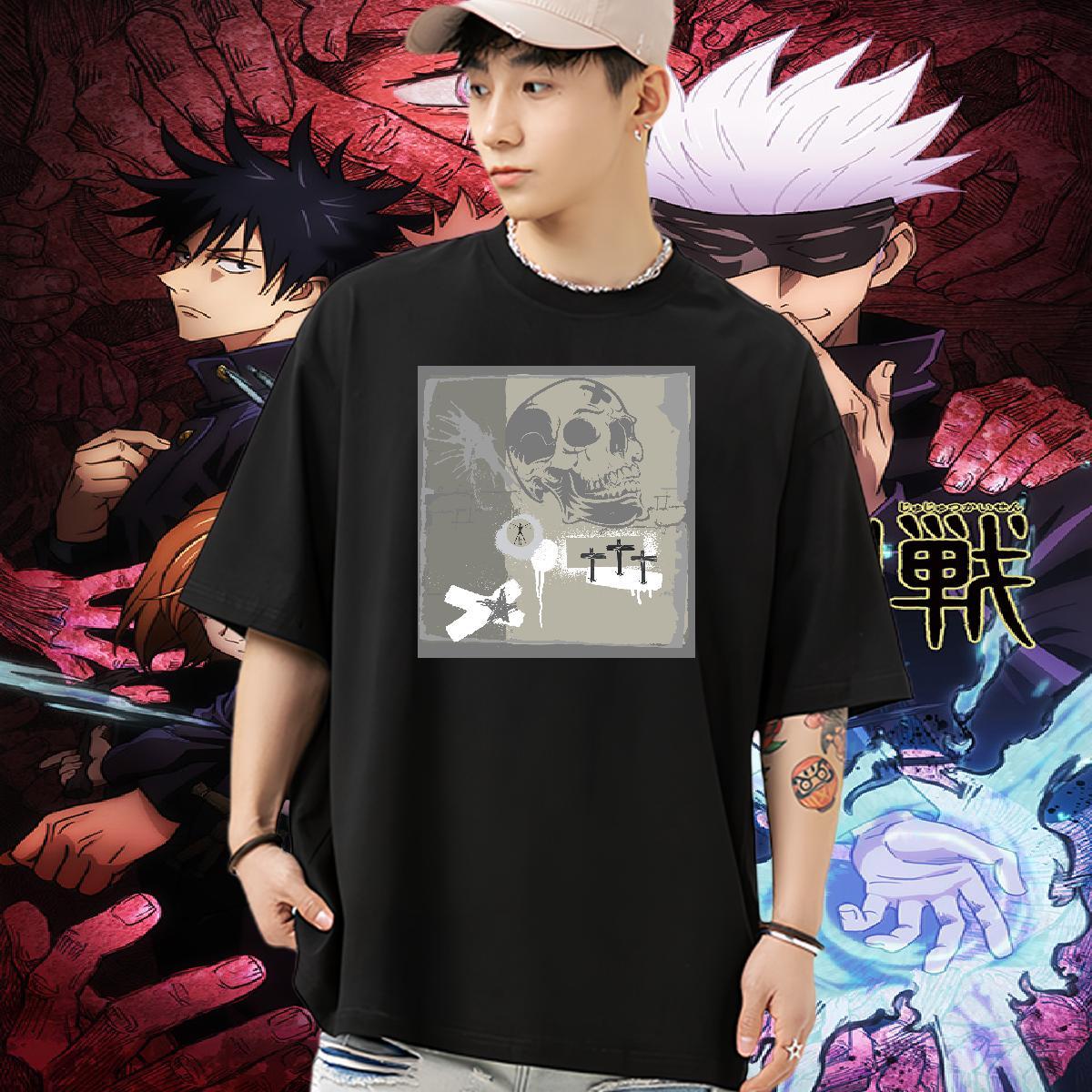 2024 Designer Men T Shirts skull Tees 230g Pure Cotton Street Wear Loose Fit Anime Print Breathable Crew Neck Couples T Shirts
