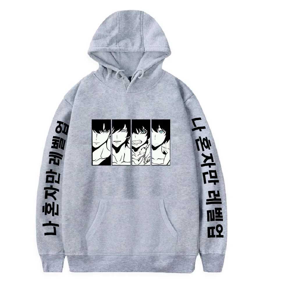 Manga Solo Leveling Sung Jin Woo Printed Hoodie Spring Long Sleeves Men Women Plus Size Hooded Sweatshirts Harajuku Loose HoodyXJ240812
