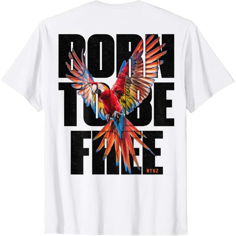 T shirt for Mens Womens Parrot Bird Hip Hop Vintage Hipster Edgy Urban Y2K Back Print Streetwear T-Shirt Shirts Tshirt Graphic Tee Casual Tops Clothes