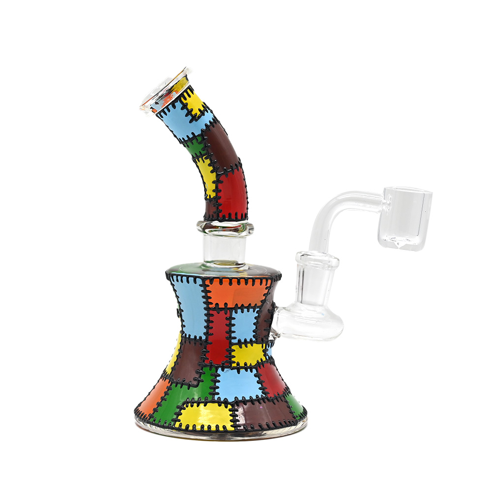 Glass Water Pipe With Jigsaw Themed Glass Bong Patchwork,Borosilicate Glass Hookah,Hand Painted,Cute Patchwork Glass Smoking Item,Smoking Accessaries,