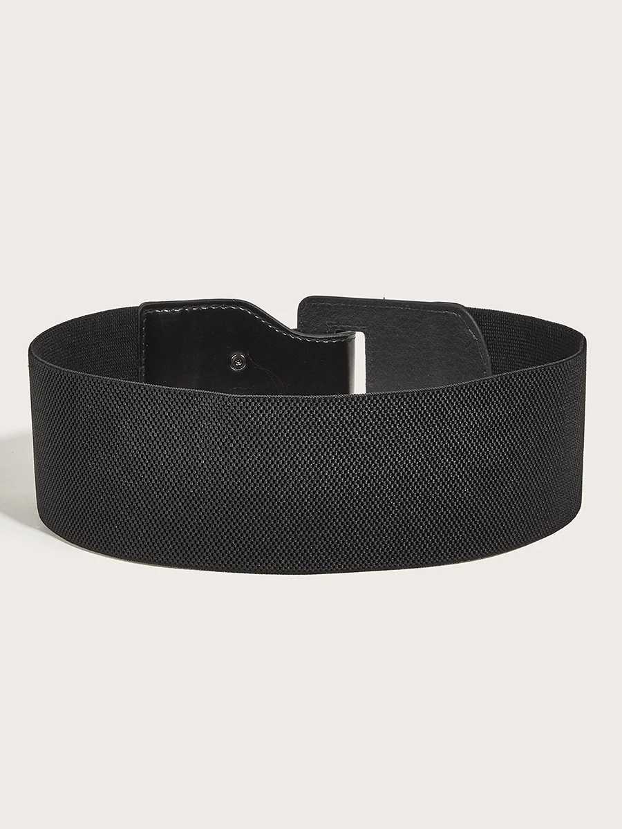 Belts Black Elastic Belts For women Girdle Folding Pu Buckle Fashion Innovation Dress Ladies Waist decorative Accessories Corset Y240810QDLF