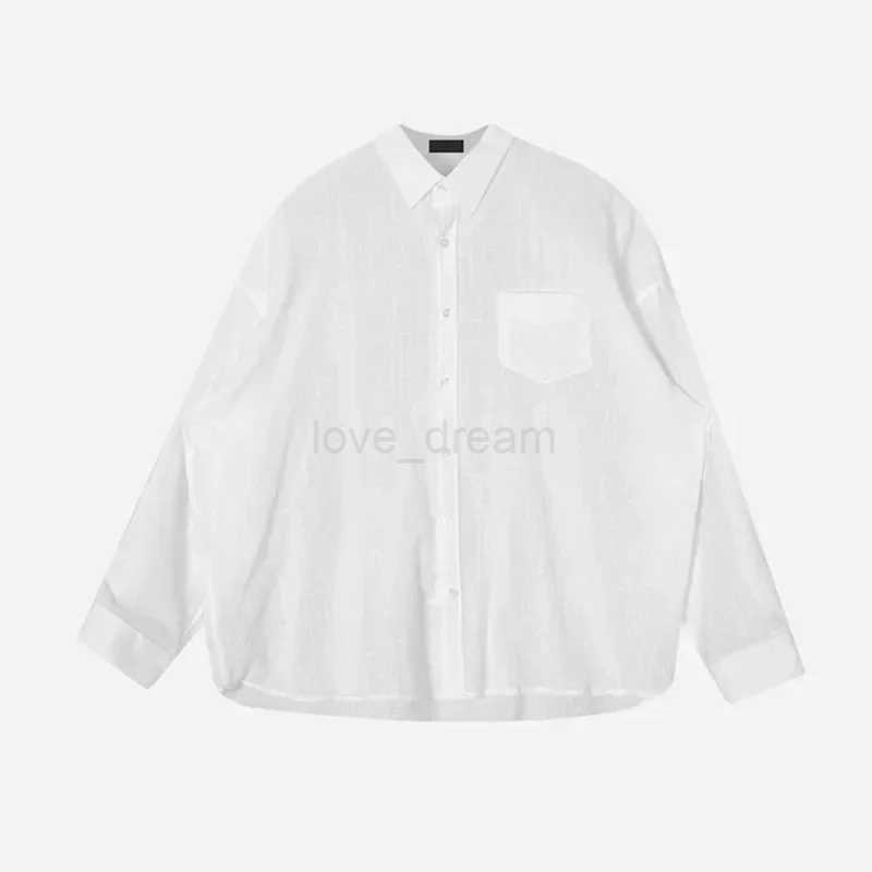 Unisex Oversized Linen Shirt Coat Mens Long Sleeve Casual Loose Fit Fashion Japanese Korean Style Sun Protection ClothingXJ240812