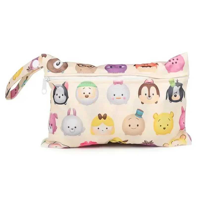 Large capacity baby diaper bag with zipper pocket and cute cartoon pattern baby accessories waterproof bag W240812