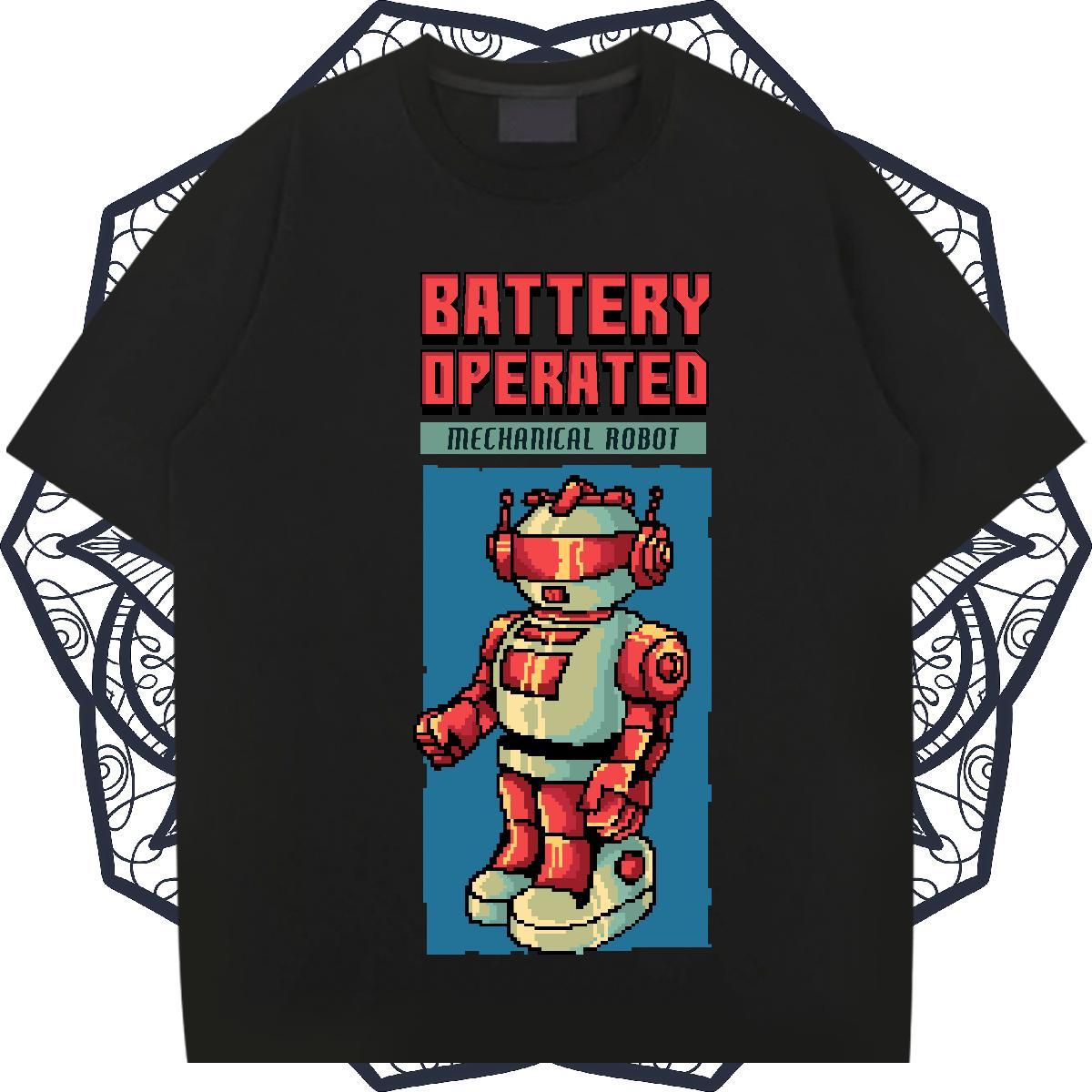 Popular Men Tshirts robot 230g Cotton Hip Hop O-Neck Short Sleeve T shirt Cartoon Print New Designer Top Tees