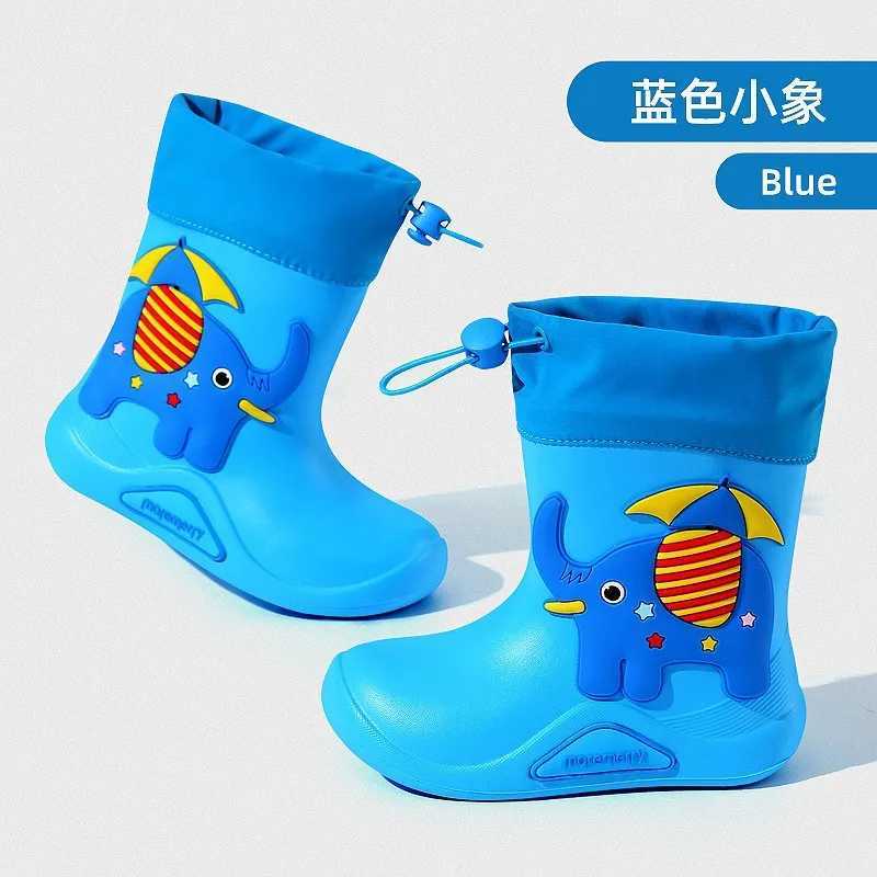 Childrens Rain Shoes Rubber Cartoon Dinosaur Rabbit Cute Boys and Girls Waterproof and Anti Slip High Barrel Rain Boots Y240810