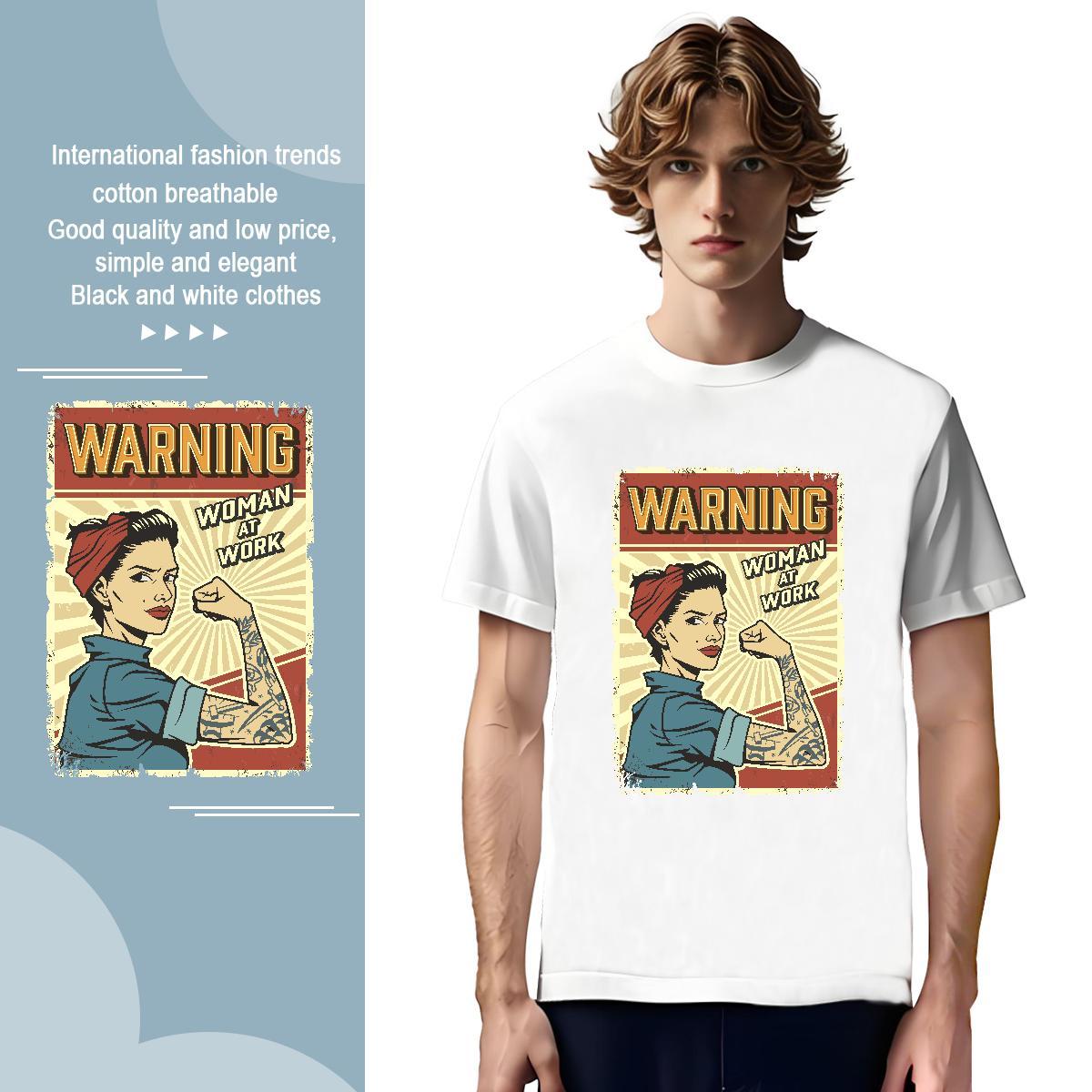 T shirt 230g Pure Cotton portrait Sport Breathable Cartoon Print Men Clothes T-Shirt 2024 Summer Unisex Tee Shirt