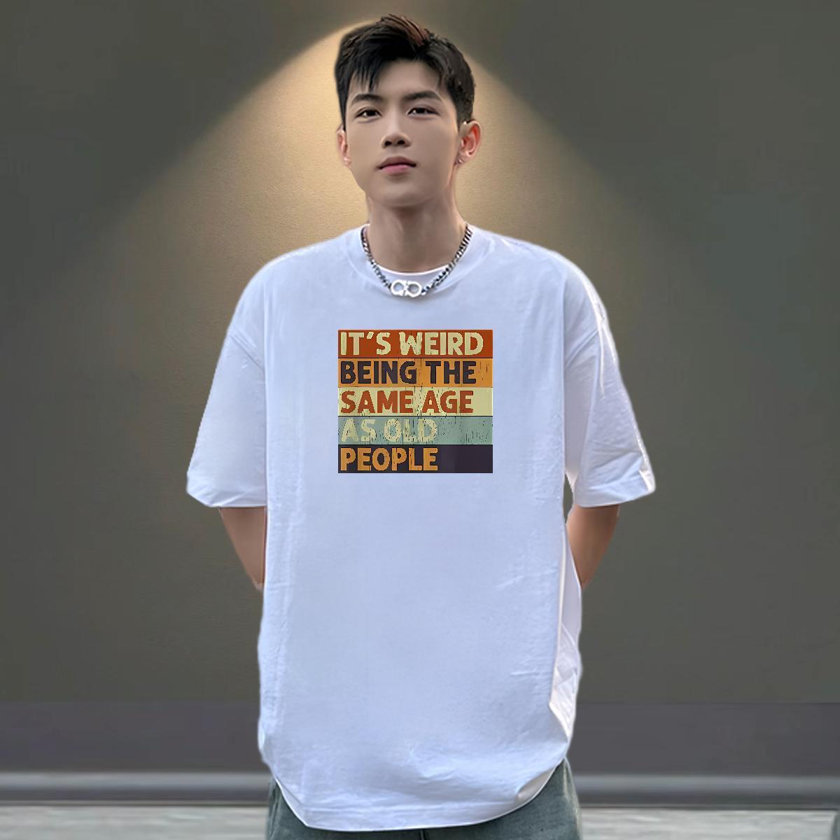 2024 T Shirts Men letter Tee Shirt 100% Cotton 230g Sport Comfortable Cartoon Print Round Neck Short Sleeve Men Tees