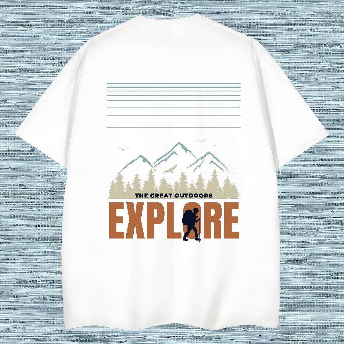 Classic T Shirts Men mountains Tops Shirt 230g Pure Cotton Street wear Hip Hop Designer Cartoon Print Crew Neck Breathable Tshirts