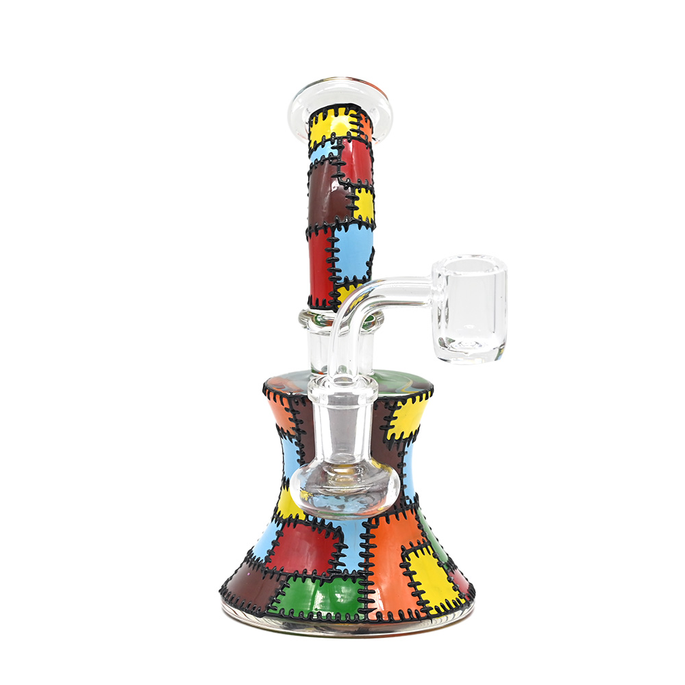 Glass Water Pipe With Jigsaw Themed Glass Bong Patchwork,Borosilicate Glass Hookah,Hand Painted,Cute Patchwork Glass Smoking Item,Smoking Accessaries,