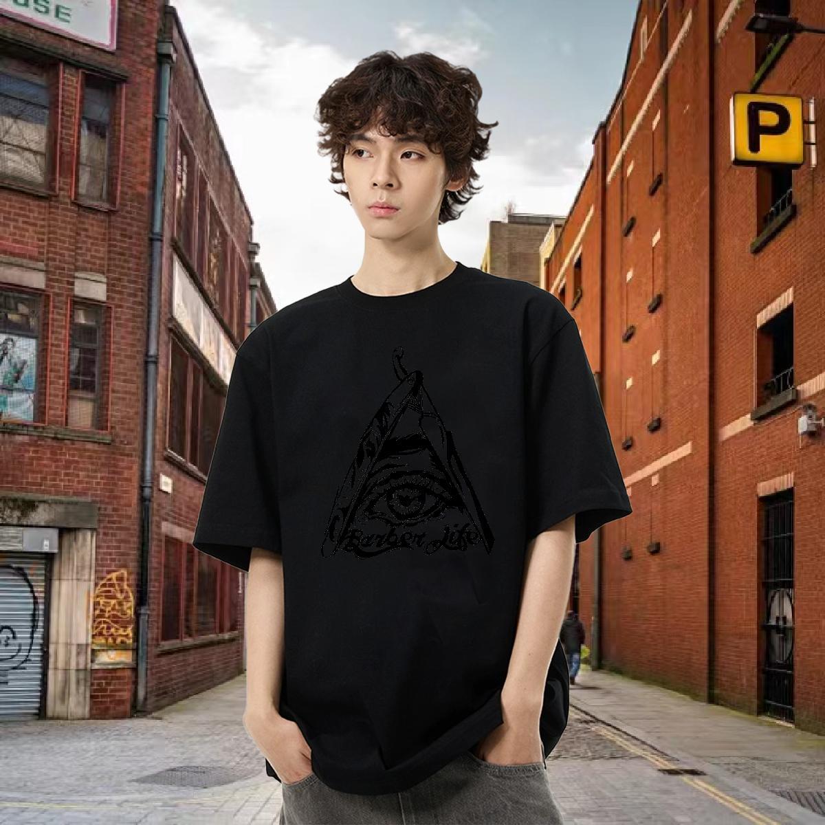 Fashion Casual T Shirt For Man eye of the devil Top Tees 230g Cotton Sport Free Shipping Cartoon Printing L-4XL Breathable Soft Tshirts