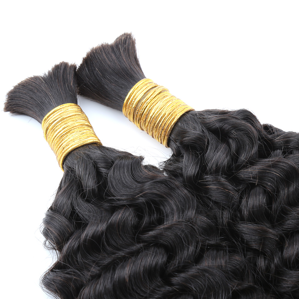 Human Braiding Hair 100g Deep Water Wave Bulk Human Hair for Braiding No Weft Bundle Brazilian Virgin Curly Human Hair Extension for Boho Braids Wet a