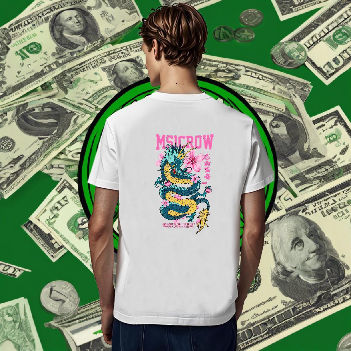 Fashion Casual Men T Shirts dragon Tops Tees 230g 100% Cotton Sports Casual Loose Custom Cartoon Short Sleeve O-Neck Men Clothes T-Shirt