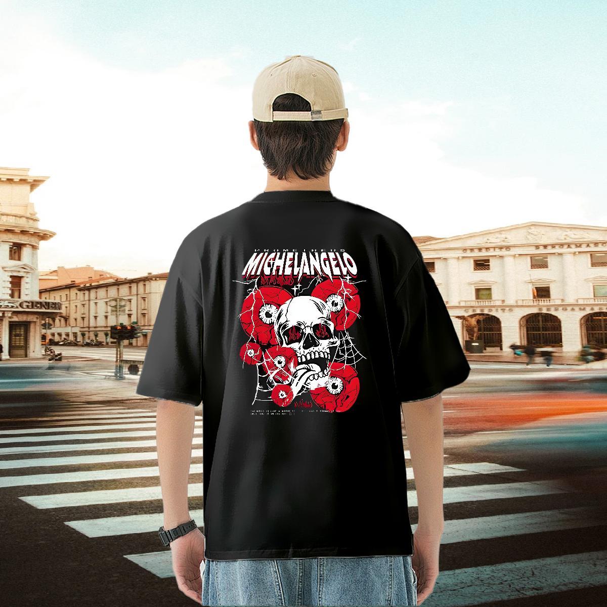 New Designer Men T Shirts skull Polos 230g Cotton Casual Daily Wear Soft Custom Printing Breathable Short Sleeve Couples T Shirts