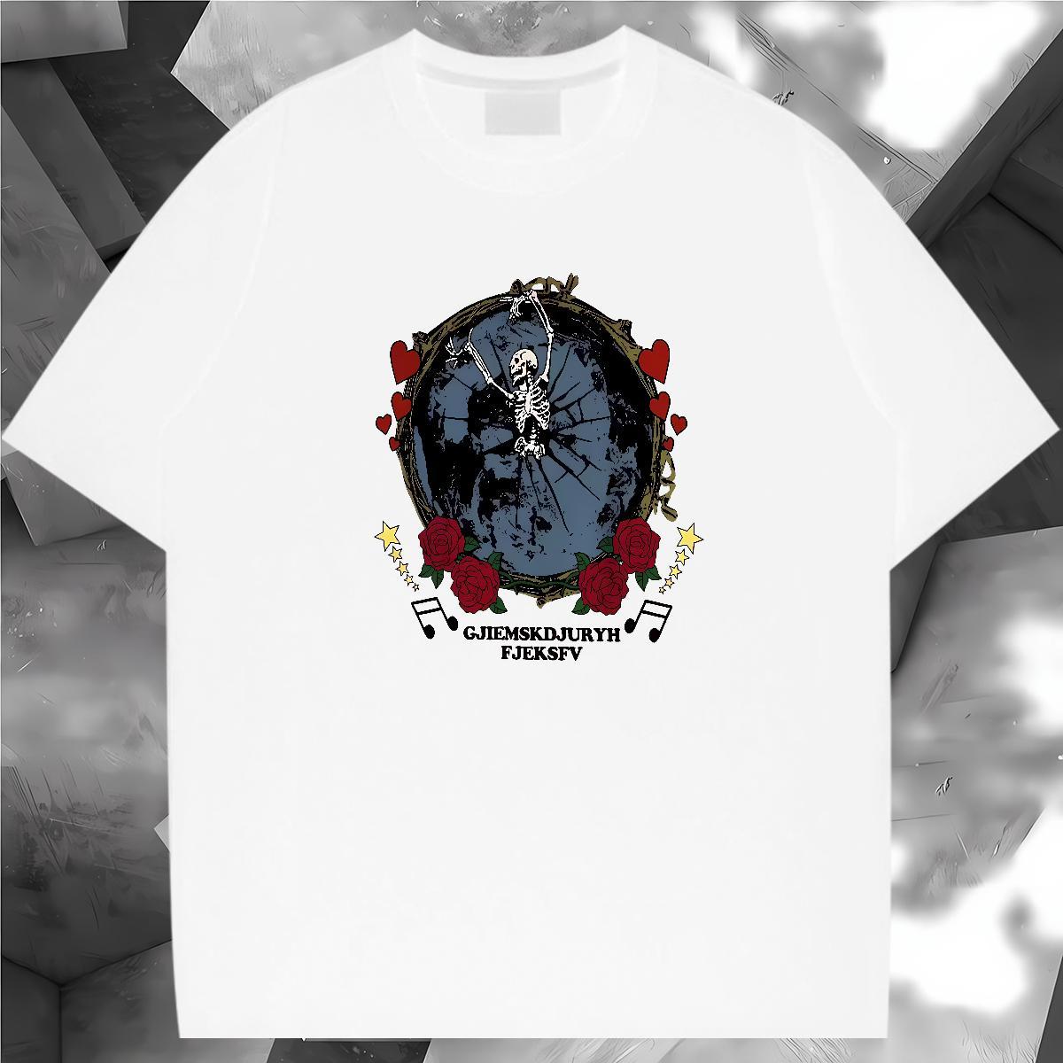Customized T shirt skull Tees Shirts 100% Cotton 230g Anime Printing Street Wholesale Oversized 4XL O-Neck Short Sleeve Mens Tshirts