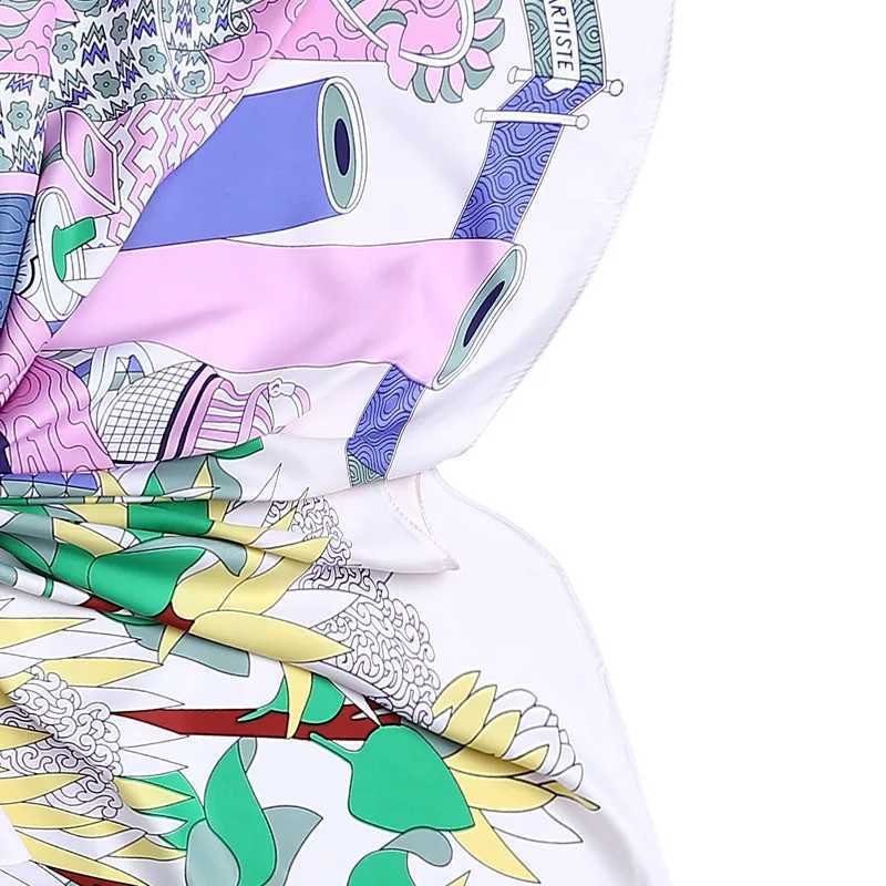 130cm womens scarf shawl 100% twill silk scarf square scarf toolbox floral printing collar scarf and packaging W240810
