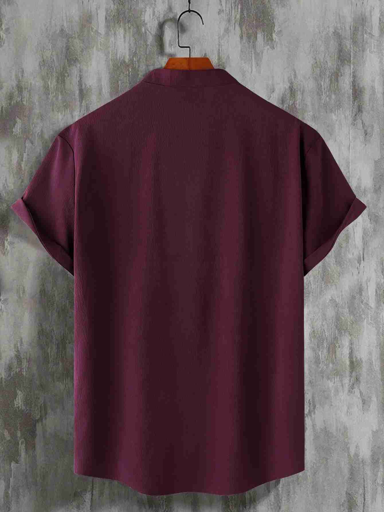 Summer Fashion Mens Short Sleeve Button Down Henley Shirts Casual Solid Beach ShirtXJ240812