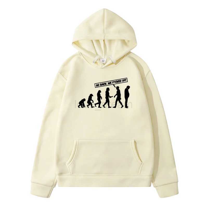 Human Evolutionary Process Printed Hoodies Men Women Harajuku Funny Sweatshirts 100% Cotton Pullover Y2K Streetwear UnisexXJ240812