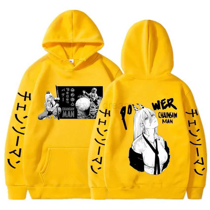 Harajuku Anime Chainsaw Man Power Cute Printed Hooded Plus Size Hoodie Men Women Sweatshirts Comfortable Unisex Warm PulloverXJ240812