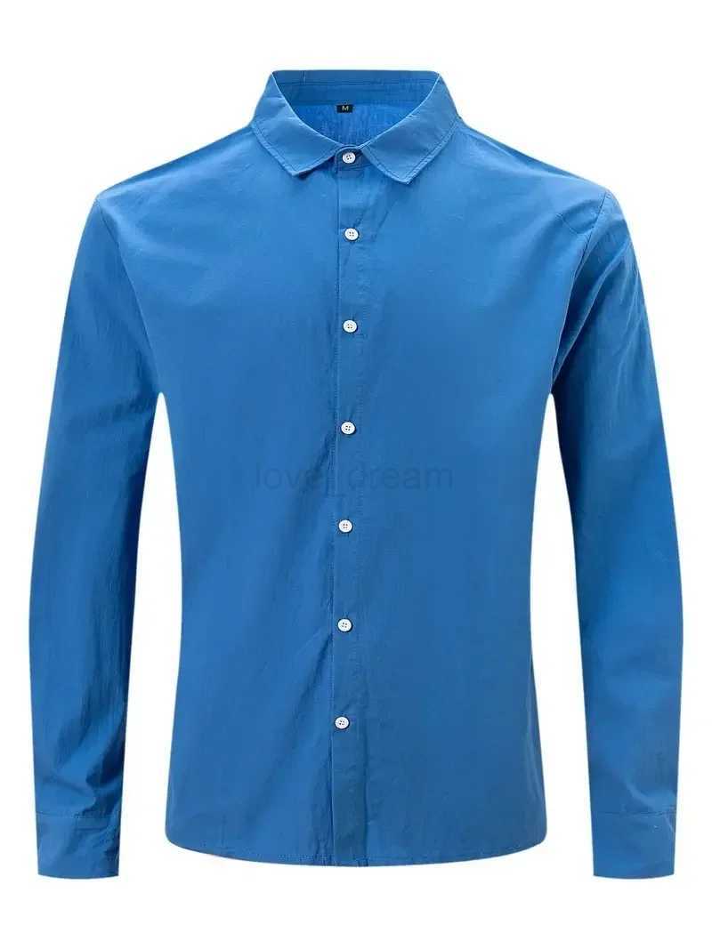 2023 Spring and Autumn Mens Casual Fashion Cotton Hemp Slim Fit Shirt for MenXJ240812