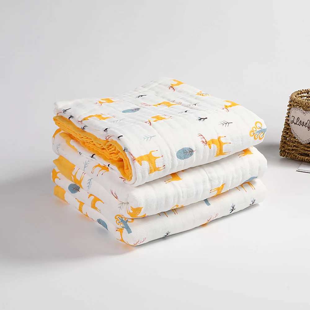 Baby blanket 6-layer 100% pure cotton high-dimensional breathable baby packaging soft absorbent newborn baby bath towel cartoon baby bath towelW240810