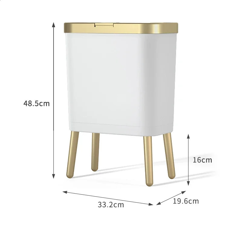 15L Kitchen Standing Trash Can Large-capacity Bin Dustbin Bathroom Bucket Toilet Wastebasket Garbage Office Trash Can with Lid 240809