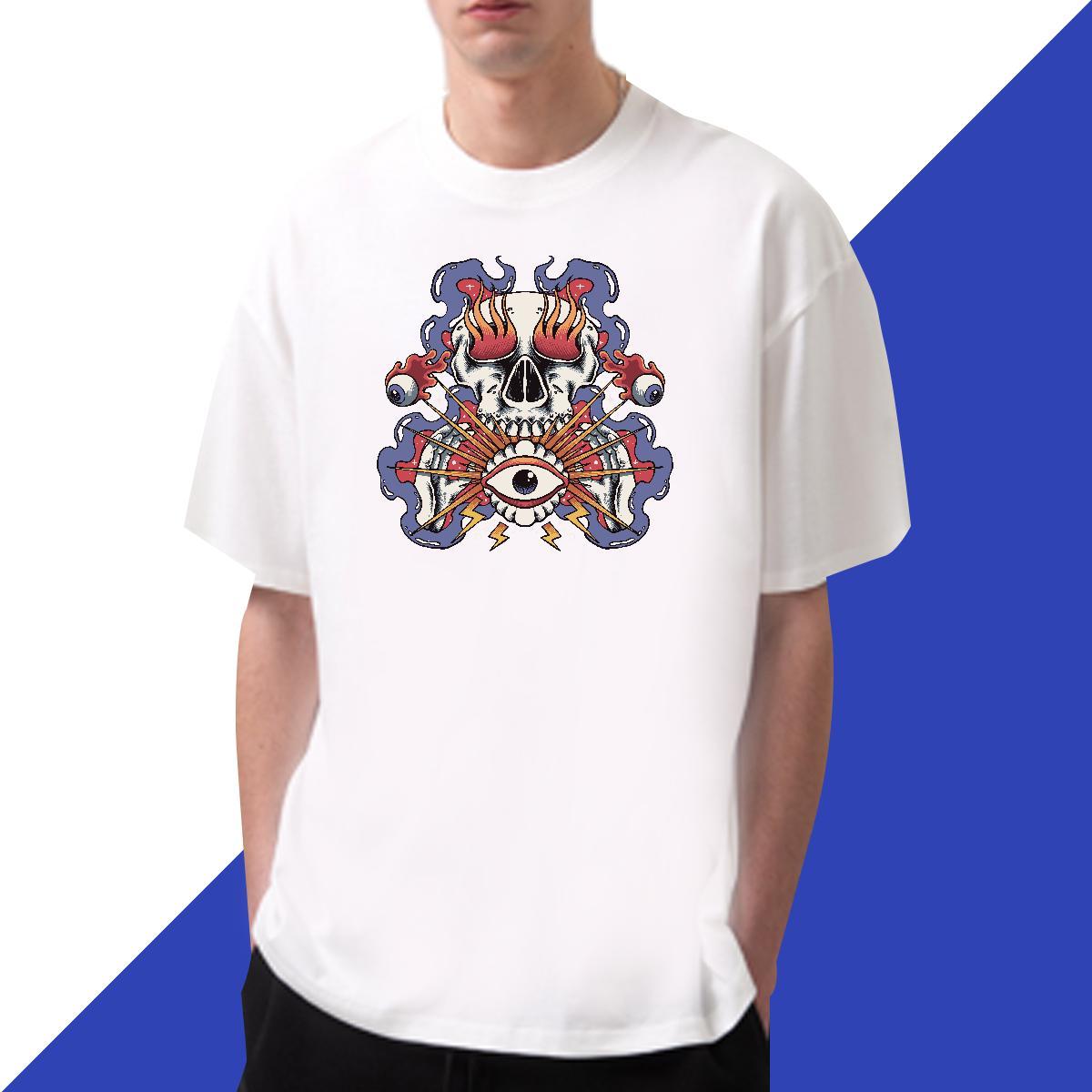 Fashion Designer Men T Shirts skull Tees 230g Cotton Anime Printing Street Cool Plus Size Custom O-Neck Short Sleeve Men Tshirts