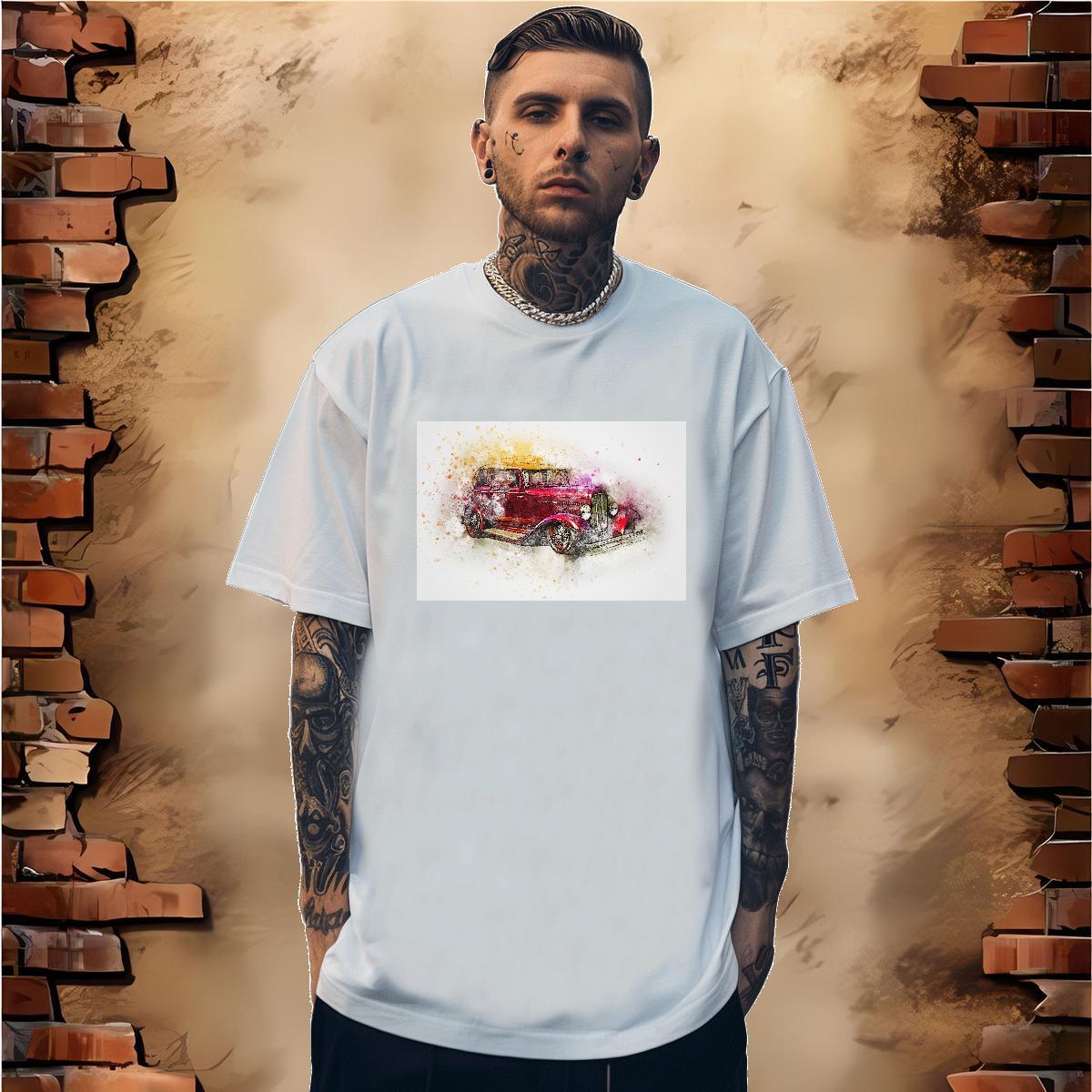Wholesale Tshirt for Man Woman car 230g Pure Cotton Daily Outfit Breathable Short Sleeve Mens T Shirts Cartoon Printing L-4XL Designer Fashion Tees