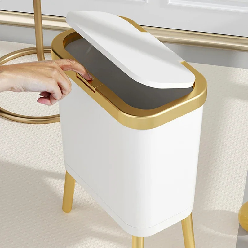 15L Kitchen Standing Trash Can Large-capacity Bin Dustbin Bathroom Bucket Toilet Wastebasket Garbage Office Trash Can with Lid 240809
