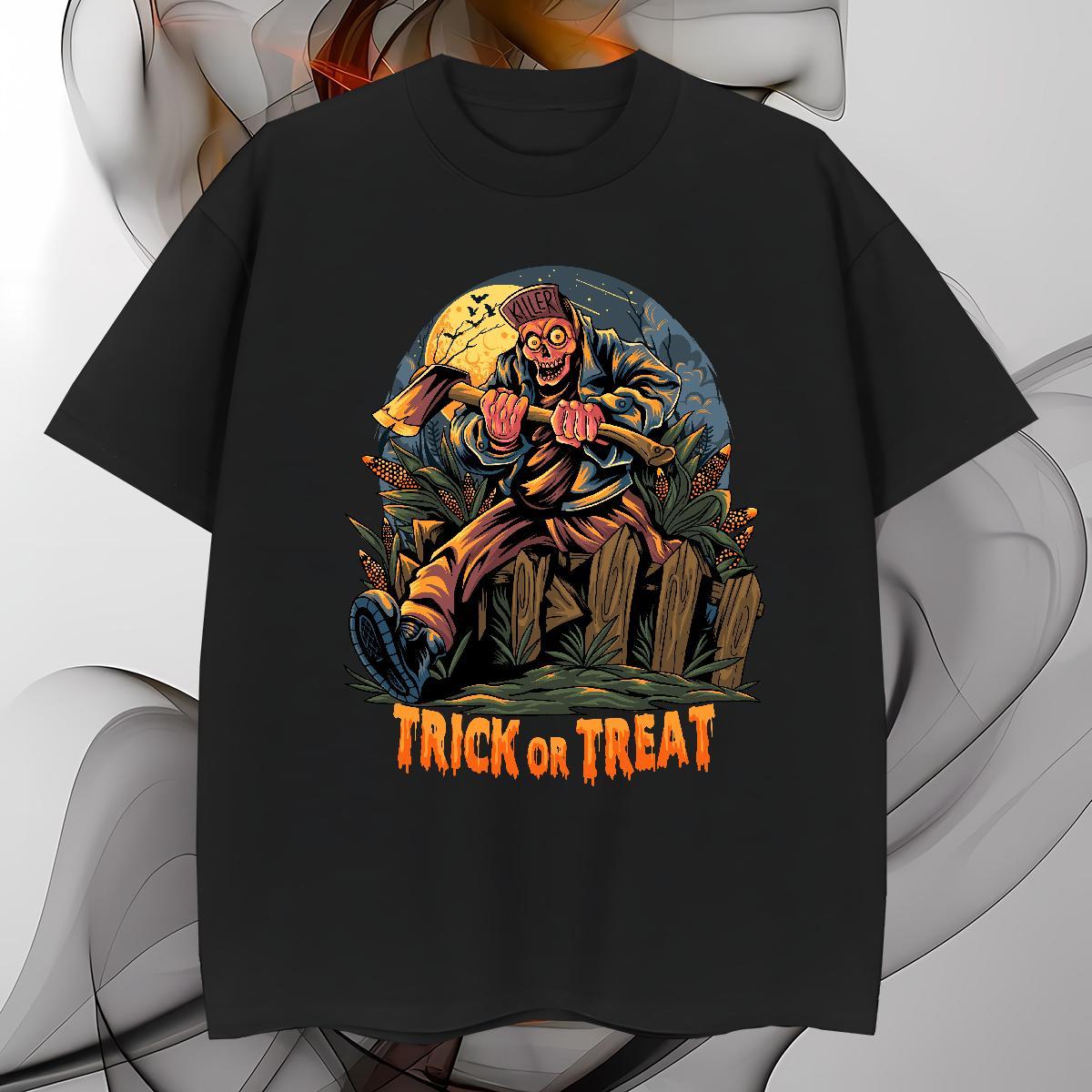 Brand T-Shirts for Men Halloween Breathable Crew Neck Summer Casual Anime 230g Pure Cotton Couples T Shirts New Tshirts